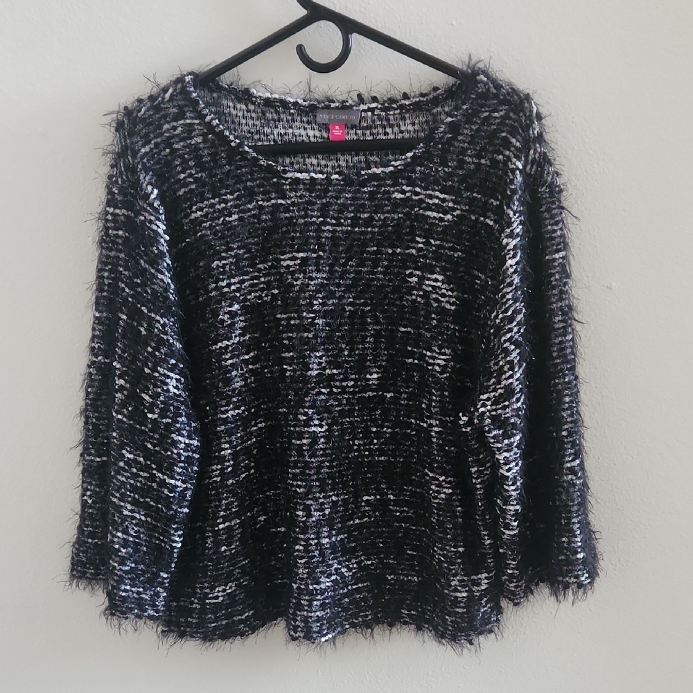 Vince Camuto Black and White Textured Sweater